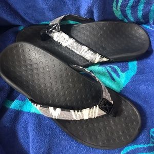 VIONIC SEQUIN SNAKEPRINT SANDALS